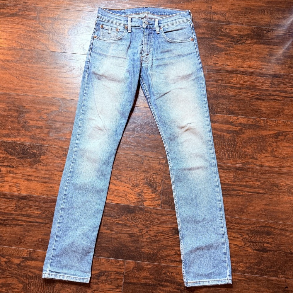 Levis 504 Slim Straight Jeans Mens 30x34 Light Wash Stretch Denim Blue